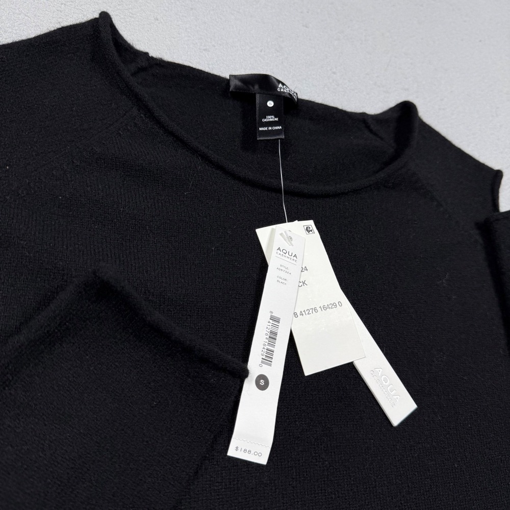 Aqua Cashmere Womens Black Long Sleeve Side Cutout Knit Sweater Top S